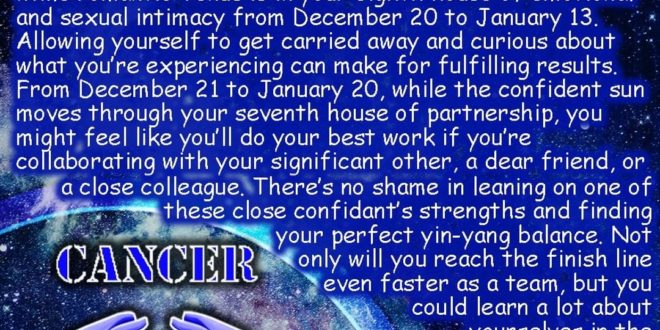 Cancer's weekly forecast for the week of December 16.
Zodics adds: Let positivit...